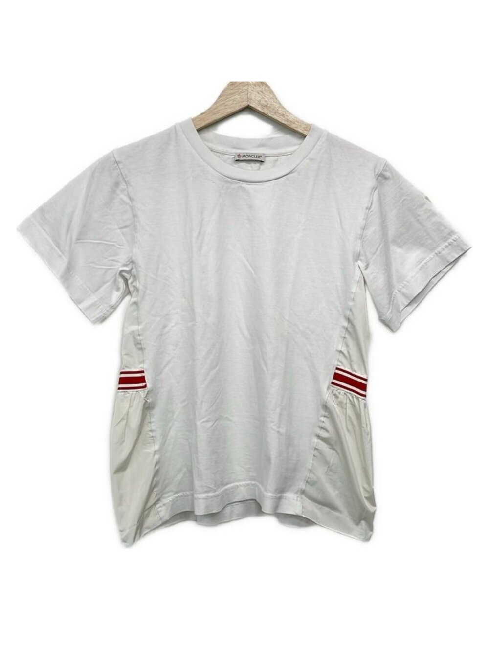 Moncler Short Sleeve T-Shirt Ivory Red Crew Neck Different XS